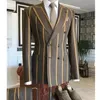 Mens Suits Blazers Arrival Wide Stripe Men Peaked Lapel Custom Made Slim Fit Tuxedo Masculino Blazer Prom Daily Wear 2 Pcs JacketPants 230207