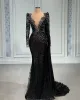 Plus -storlek arabisk aso ebi svart sjöjungfru lyxig prom klänningar pärlor kristaller kväll formella parti andra mottagning födelsedag engagemang klänningar klänning wly935