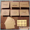 Other 6 Set Lote 4c Pitting Kraft Paper Thank You Greeting Birthday Cards Envelope Seal adesivo Card personaliz￡vel Dia de A￧￣o de Gra￧as DR DHE6G