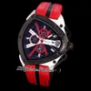 2021 Nuevo Tonino Sports Car Cattle Swiss Quartz Chronograph Reloj para hombre Two Tone PVD Black Dial Dynamic Sports Red Leather Puretime 260v