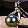 Pendant Necklaces Imitation Tahiti Natural Black Pearl Female Diamond Inlaid Zircon Necklace C3 Drop Delivery Jewelry Pendants Dhehq