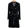 Women's Wool Blends Womens Manmade Woman Winter Spring Long Jackets Coats Man-made Fur Outerwears and g Outfits Slim Shape with Big Buttons Luxury Studs S-xxl