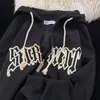 Kvinnors hoodies tröjor goth broderi hoodie kvinnor harajuku tryck zip up grunge hooded tröja hip hop song hylsa överdimensionerad jacka kappa streetwear 230207