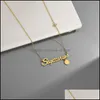 Pendant Necklaces Women Titanium Steel Twee Constellations Letter Necklace 12 Amet Zodiac Sign Gold/Sier Colors Jewelry 126 J2 Drop Dhz5G