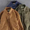 Męskie koszule retro retro męska koszula cargo kurtka płótno bawełniany khaki mundur wojskowy lekki lekki kazoć w stylu safari koszule męskie ubranie 230207