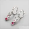 Hoop Huggie oorbellen Fashion gradi￫nt zirkoon hanger voor vrouwen rood/roze kristal kleine hies schattige oorring piercing hoepels sieraden dro dhcqn