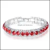 Link Chain Fashion Sparkling Round Crystal Bracelet For Womens Sier Plated Jewelry Party Wedding Mother Day Gift Drop Delivery Brace Dhnt3