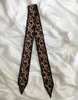 Scarves Khaki Leopard Print Silk Scarf Women Ties Bag Ribbons Fashion Head Small Long Skinny