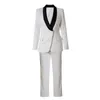 Designer De Luxe Blanc Piste Pantalon Costumes À Manches Longues Bouton Unique Blazer Manteaux Haut Jambe Droite Long Pantalon Parti Formelle Des Femmes Porter Deux Pièces Ensembles Costume