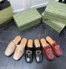 Half Slipper metalen dubbele letter Slipper dames zomer platte bodem half slipper luxe lederen vrouwen vrije tijd loafer schoenen sandalen strandschoen