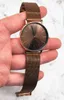 Wristwatches Mavis Hare KHAKI COFFEE Mesh Wristwatch Woman/Man Watches With Stainless Steel Yellow-Brown Colour Bands As Gift