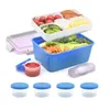 Dinnerware Sets Picnic With Dressing Cup Leak Proof Salad Container 1900ml Capacity Spoon For Lunch Large Bento Box Snack Reusable