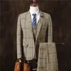 Heren Suits Blazers Men Business Formal Slim Fit Wedding Prom Male Boutique Plaid Design Bruidegom Jurk Jacket Broek Vest 3 stuks Set 230207