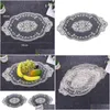 Mats Pads Table European Lace Embroidery Hollow Oval Placemat Antiscald Coffee Bedroom Restaurant Food Fruit Wedding Party Decor D Dhr6Q