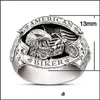 Pierścienie zespołowe biżuteria z aluminiami osobowość styl retro orła locomotive Pierścień Pierścień Dhlgq