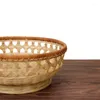 Plates Hand-woven Bamboo Snack Fruit Plate Home Decoration Desktop Storage Dish Candy Bread Dessert Box Handmade Tray Decor Craft