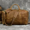 Duffel Taschen Luufan Echtes Leder Männer Reisetasche Vintage Crazy Horse Männliche Laptop Handtasche Große Kapazität Gepäck Tote