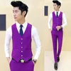 Men's Suits Multi Color Men's Costume Homme Mens Terno Vestidos De Festa Man Suit Wine Red Slim Fit (jacket Pants Vest Tie