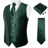 Hommes gilets hommes costume gilet cou cravate ensemble robe de soirée de mariage Paisley solide vert soie gilet smoking mâle Blazer DiBanGu 230207