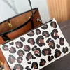 Shopping Tote Bag Large Handbag Purse Genuine Leather Leopard Zipper Wallets Interior Zip Pocket Fashion Letters Women Plain Shoulder Bags 32cm