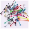 Tongue Rings Bar T01 20Pcs Mix Style Color Stainless Steel Industrial Barbell Ring Body Piercing Jewelry Zvzna Drop Delivery Dh35N