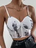 Damestanks verse stijl camisole zomer vrouwen wilde mesh garen patchwork bloemen printen backless blootgestelde navel sling tops sexy basic camis