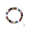 Beaded Strands Natural Dl Polish Stone Bracelets Colorf Chakra Yoga Energy Buddhist Prayer Bead Bronze Beaded Bracelet Ornament Dro Dhqua