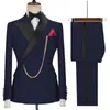 Męskie garnitury Blazers 2 szt. Zestaw Blazers Spodnie Mody Mężczyźni Casual Boutique Slim Business Groom Wedding Dwuzorne garnitury Spodnie 230207