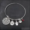 Bangle Inspirational Birthstone Charm Bracelet For Women Angle Friendship Expandable Stainless Steel Wire Drop Delivery Jewelry Brace Dhn8G