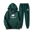 Men's Tracksuits Malbon Golf Sportswear Warm Two Piece Loose Hooded Sweater Pants Set Jogging 230206