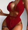 sportswear bikini Sets 2024 new women women's one piece swimsuit swimsuit yakuda V neck Solid sexy female split swimsuit for gym Swimwear flexible stylish