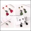 Dangle Lustre Mode Rétro Bohème Ethnique Acide Acétique Plume Gland Boucles D'oreilles Pour Les Femmes Mtilayer Long Paragraphe Exagéré Dhbpm