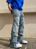 Men s Jeans Trendy Large Pockets Denim Cargo Pants Streetwear Skateboard Fashion Designer Spliced Slit Full Length Baggy Men 230207