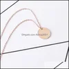 Pendant Necklaces Stainless Steel Round Coin Women Gold Sier Minimalist Jewelry Clavicle Chain Dog Tag Collares Fashion Drop Deliver Dhy1X