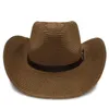 Baskenmützengrößen Eltern-Kind-Männer Frauen Kinder Solide Stroh Western Cowboyhüte Breite Krempe Sonnenhut Sommerkappen Sombrero Reisen Outdoor BeachBerets