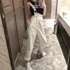 Kvinnors jeans höga midja denim Suspender Pant Spring Loose Ins All Matching Casual Overalls Jumpsuits Pockets Coverall 230206