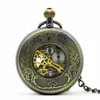 Pocket Watches Self Wind Watch Fashion Bronze Pendant Smooth Retro Skeleton Unisex Automatisk Mekanisk Thanksgiving Gift PJX1126