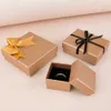 Emballage cadeau Sampanye Hadiah Kemasan Karton Perhiasan Penyimpanan Cincin Kalung Kotak Persegi Panjang Spons Berbaris 0207