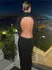 Casual jurken FSDA Elegante sexy backless dames club uitgesneden herfst winterjurk lange mouw bodycon maxi feest outfite 230207