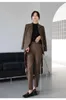 Womens Two Piece Pants Blazer och Set Office Lady Elegant Workwear Femalisk Slim Solid Trousers Passar 230207