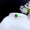 Cluster Rings Product Natural 4mm DiopsiDe Female Ring 925 Silver Inlaid Face Small Boutique Precision