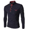 Men's Polos Men Polo Shirts 2023 Autumn Man Fashion Polka Dot Long Sleeve Shirt Male Button Henley Neck Casual Slim Fit Camisa