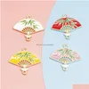 Charms 20 -stcs/lot Chinese stijl Email Fan Connectors Diy Earring armband ketting hanger voor sieraden waardoor accessoires deliv dhevd laten vallen