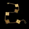 Luxur Designer Link Chain Armband Four-Leaf Clover Armband Womens Fashion 18k Gold Armets smycken