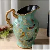 Vasi Vaso in ceramica europea Dipinto a mano Fiori di passero Decorativo Ristorante occidentale Desktop Fiore Decorazione domestica retrò Goccia Del Dhco5