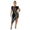 Lässige Kleider Sexy Strass Mesh Federn Kleid Frauen Mode Quaste Durchsichtig Ärmellos 2023 Shinny Pailletten Club Party Outfit