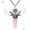 Pendant Necklaces Threensional Hollow Out Six Mansions Natural Crystal Womens Stone Hexagon Pillar Necklace 8.7X 8.2 X 1.3Cm Dhgarden Dhqft