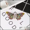 Stud Colorf Crystal Butterfly Wing Earring For Women Elegant Gold Plating Trendy Party Wedding Jewelry Drop Delivery Earrings Dh5Is