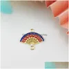 Charms 20Pcs Classics Enamel Handheld Fan Pendants Fit Earring Hair Jewelry Diy Bracelet Accessories Drop Delivery Findings Component Dhnal