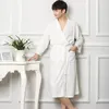 Vêtements de nuit pour femmes et hommes, Robe de Spa pour la maison, vêtements de nuit en coton chinois, couleur unie, Kimono, peignoir, vêtements de nouveauté